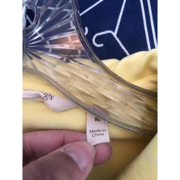 Soft Surroundings Yellow 1/4 Zip Pullover Top Size M Button Hem Knit Shirt - Picture 10 of 10